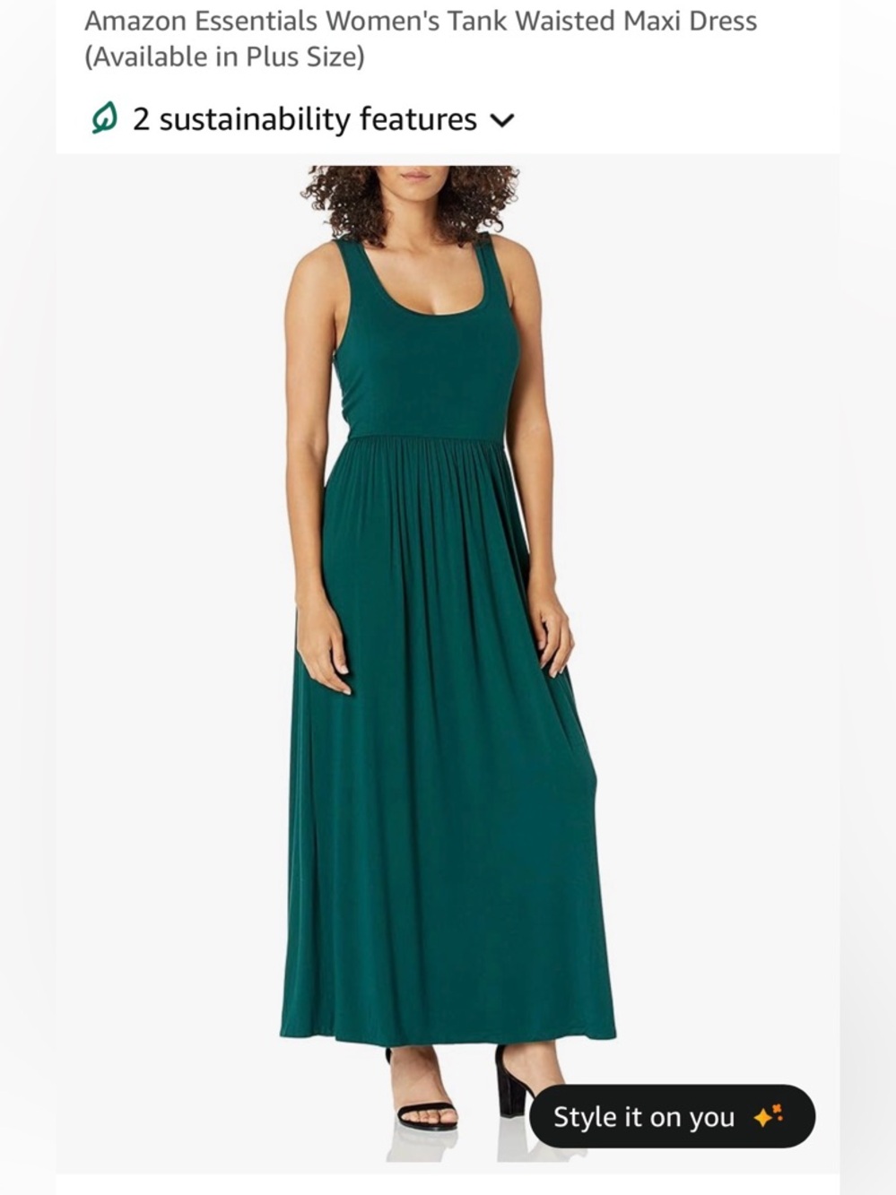 Amazon Essentials Teal Tank-Waist Maxi Dress